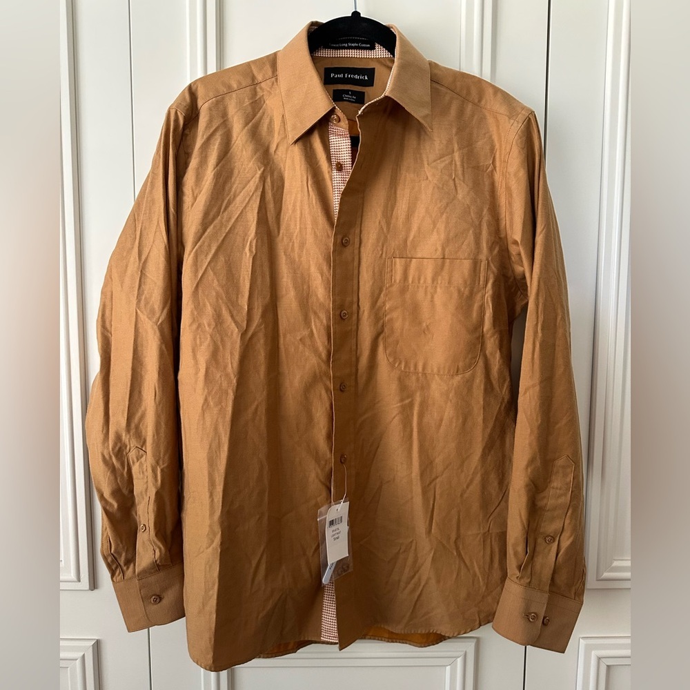 NWT Paul Fredrick Light Rust Cotton Button Down Classic Fit, Size Small - Picture 9 of 13